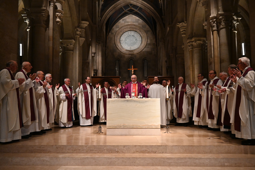Messe der Mitglieder der Österreichischen Bischofskonferenz in der Basilika Pannonhalma,17.3.2025 / Kathpress/Paul Wuthe Vollversammlung der österreichischen Bischöfe in Pannonhalma eröffnet