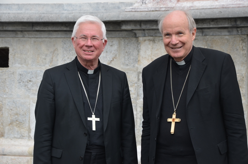 Erzbischof Franz Lackner, Vorsitzender der Bischofskonferenz, und Bischof Manfred Scheuer als sein Stellvertreter (Mariazell, 16.6.2020) / Kathpress/Paul Wuthe