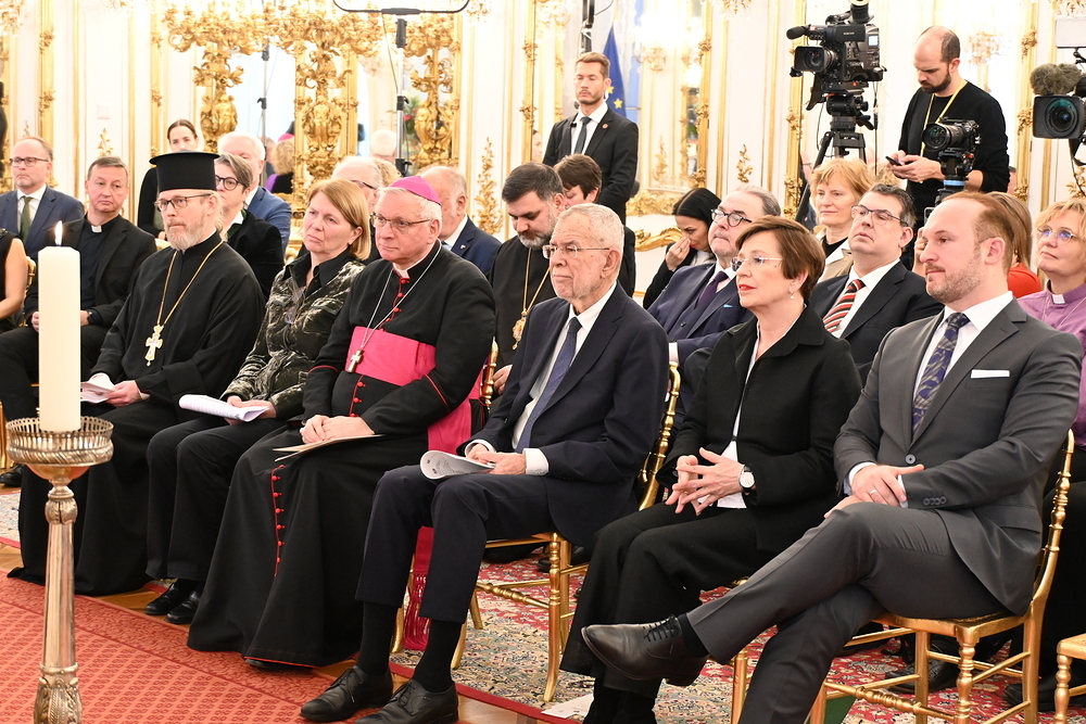 'Stunde für den Frieden' mit Kirchen und Religionsgesellschaften auf Einladung von Bundespräsident Van der Bellen (25.1.2024) / Kathpress/Paul Wuthe 'Stunde für den Frieden' mit Kirchen und Religionsgesellschaften auf Einladung von Bundespräsident Van der Bellen (25.1.2024)